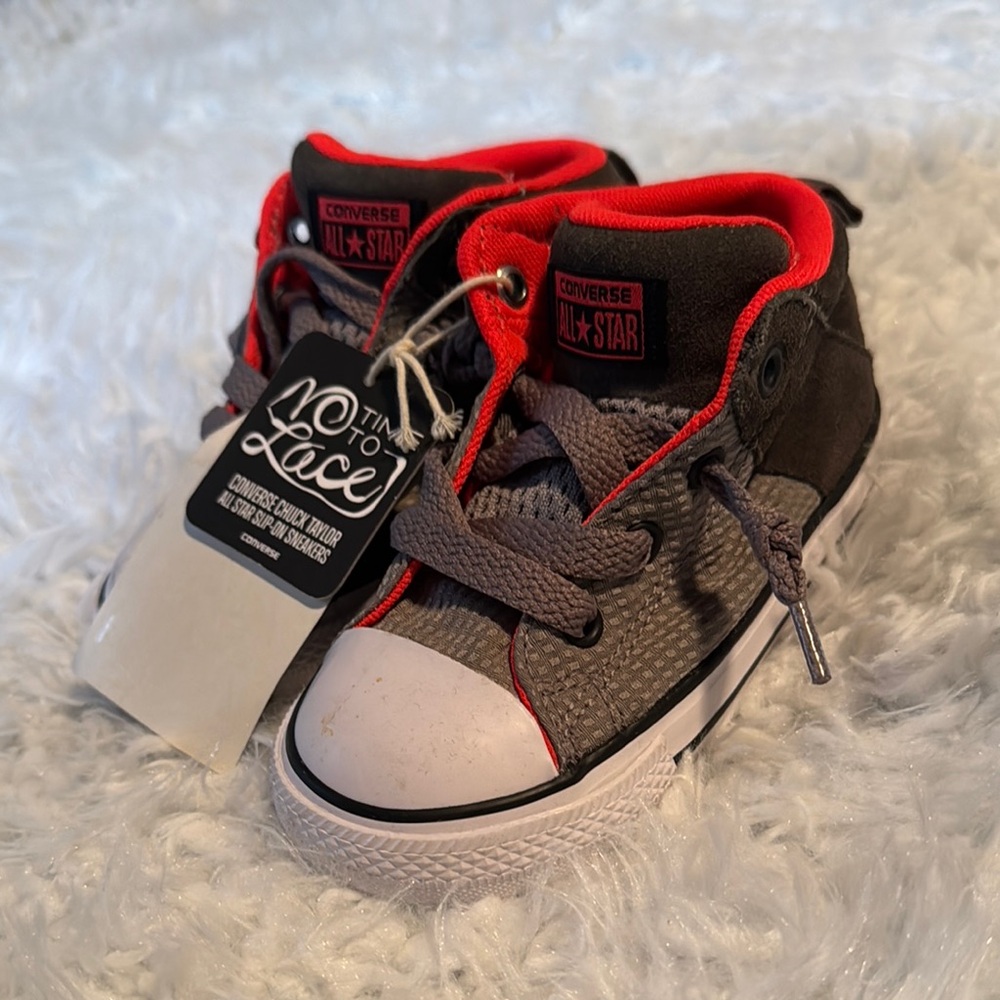 Converse Kids High-Top Sneakers - Gray and Red